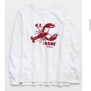 Aerie East West Crew Sweatshirt White Maine Lobster XS